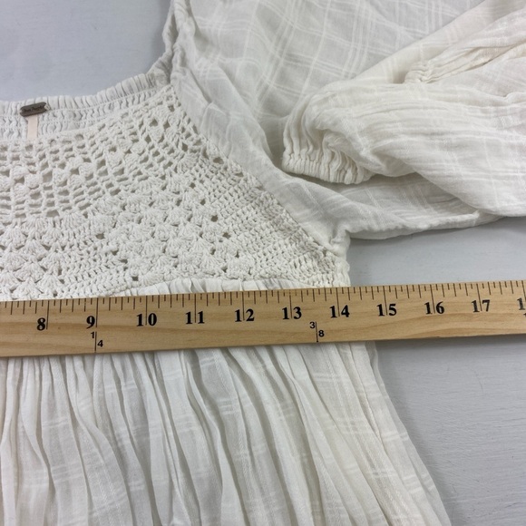 Free People Ari Mini Ivory 100% Cotton Gauze Cottage Boho Mini Dress Sz XS - Picture 12 of 13